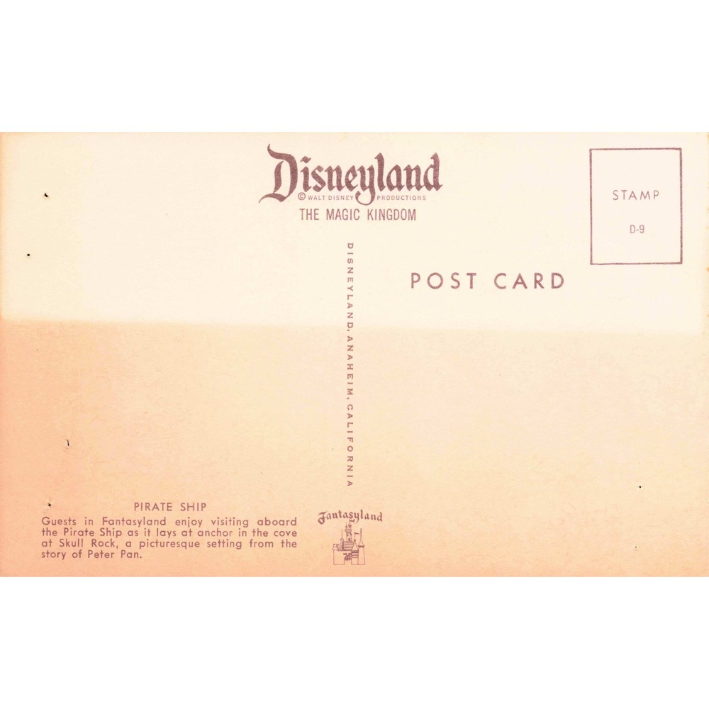 Disneyland Fantasyland RPPC Chicken of the Sea Pirate Ship Skull Rock D-9 - Picture 2 of 2